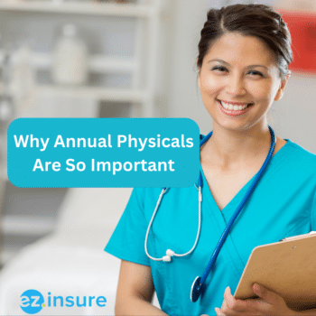 Why Annual Physicals Are So Important text overlaying image of a nurse in an exam room
