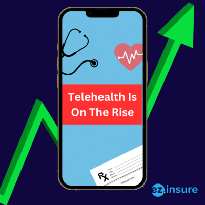 Telehealth Is On The Rise text overlaying image of a phone