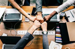 hands pressed together after business meeting