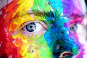 rainbow painted pride face