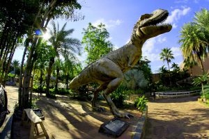 a dinosaur model for camping vacation