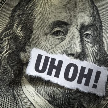 Uh Oh on a dollar bill, Mistakes can cost business money