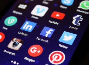 phone screen with social media marketing apps