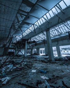 business destroyed inside after a disaster
