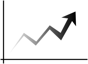 Chart showing a steady rise of an arrow.