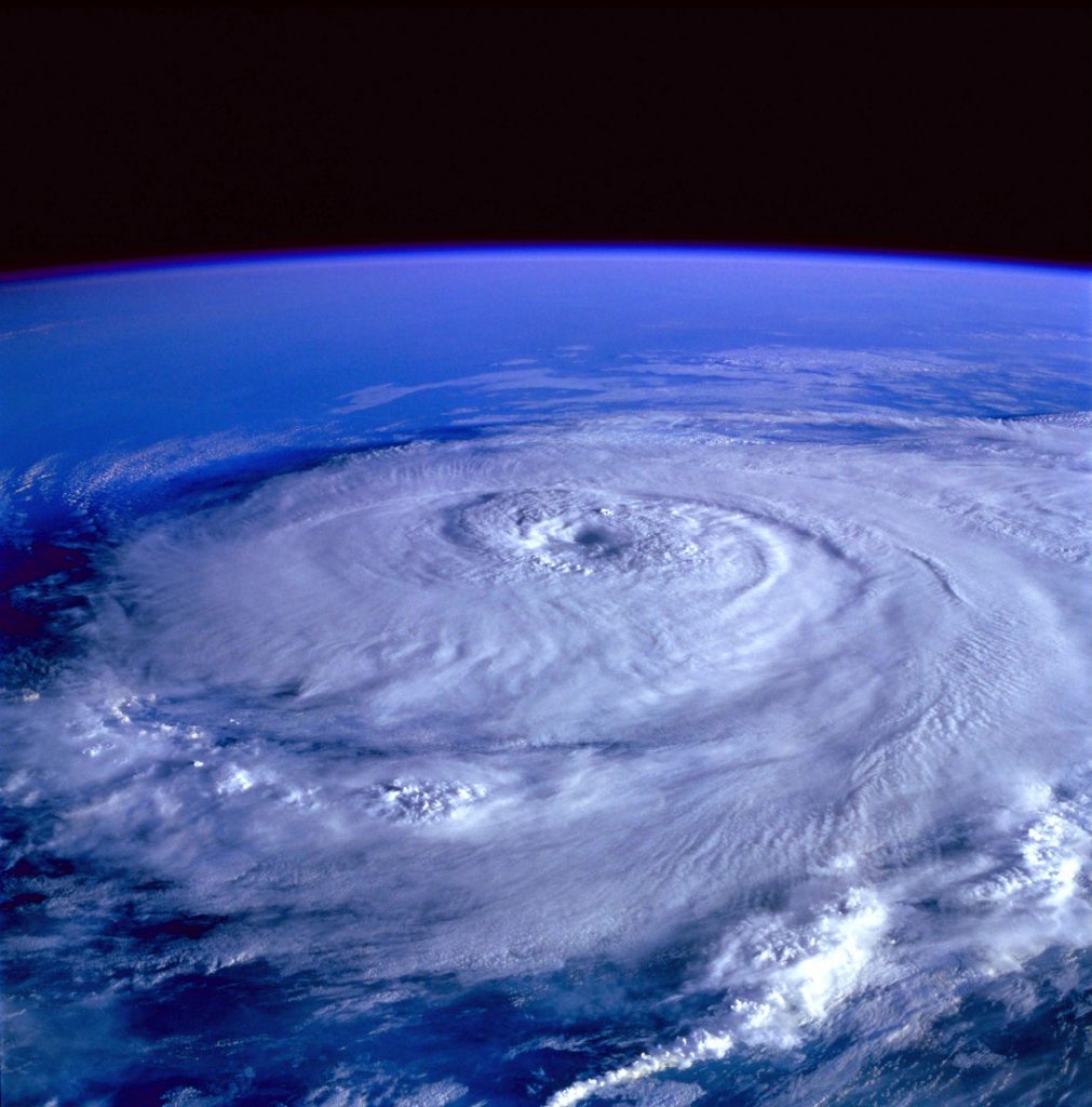 view of hurricane forming from space
