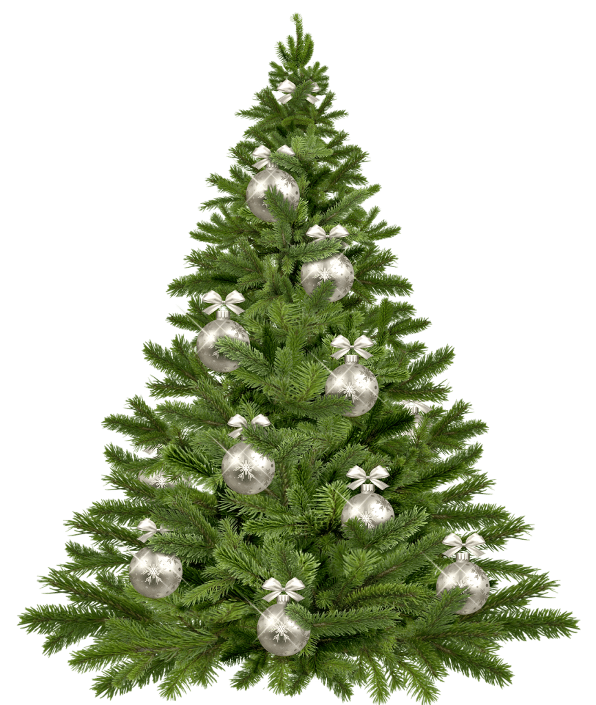 Christmas tree with silver ornaments