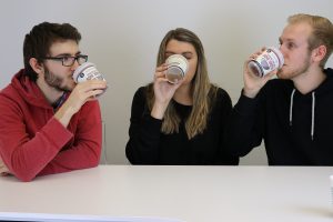 taste testers for broth in an office