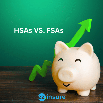 hsa vs fsa text overlaying image of a piggy bank