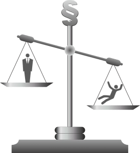 weighing between person in a suit and person falling