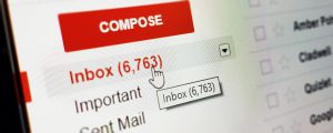 email inbox with a lot of mail in it. 