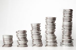 piles of coins going up in numbers.