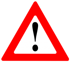 red triangle with an exclamation point inside of it