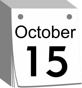 calendar with the date October 15 on it