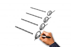 checklist with lines and a circle with check marks and a hand with marker checking off the last circle.