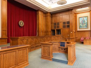 inside of an empty court room