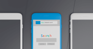 cell phone with the word search on it and a bar underneath search