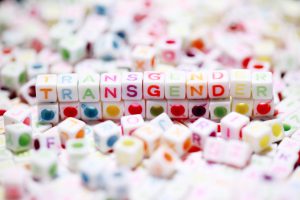 transgender word spelled out in colorful beads