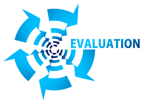 arrows going around in a circle with the word evaluation next to it