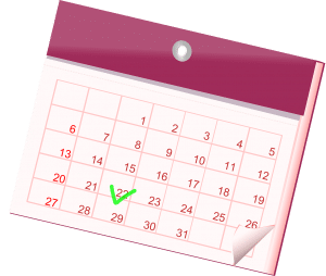 calendar with a green checkmark on a date