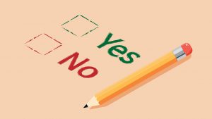 yes and no checkbox with a pencil laying next to the two words.