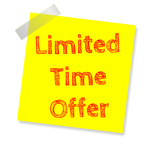 post it note with limited time offer on it