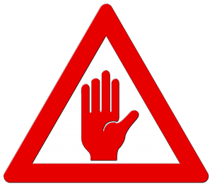 sign of a red hand in a red triangles