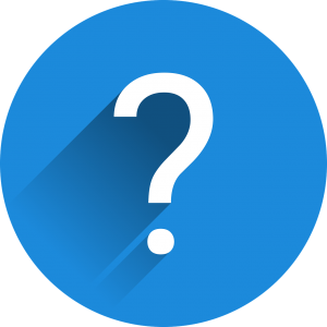 white question mark in a blue circle
