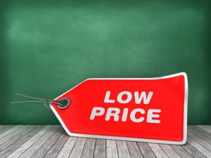 red tag with the words low price on it