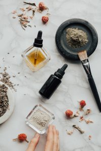 oils surrounded by powders