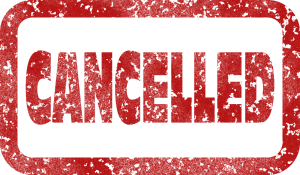the word cancelled written in red with a red rectangular box around it