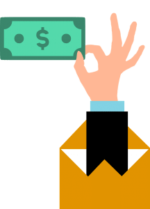 illusatration os a hand coming out of an envelope grabbing a money bill