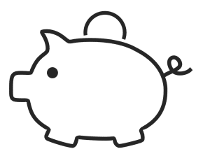 outline of a piggy bank with a coin going into it