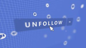 the word unfollow with a computer mouse over it 