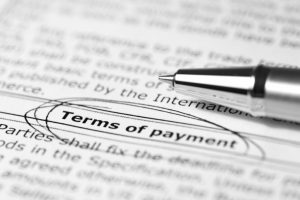 terms of payment circled in pen with a silver pen next to it