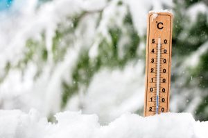 thermometer in Celsius in the snow that is showing below 20 degrees