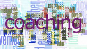 the word coaching with many little words supporting it around