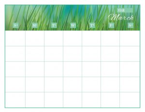 the month of March on a calendar sheet