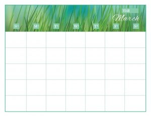 the month of March on a calendar sheet