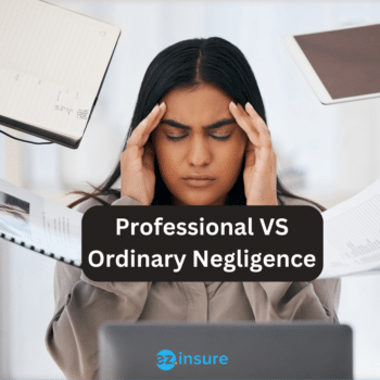 Professional VS Ordinary Negligence text overlaying image of a person under stress