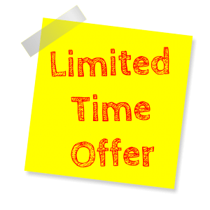 limited time offer written in red on a yellow post it note