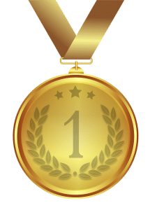 gold medal with the number one on the front