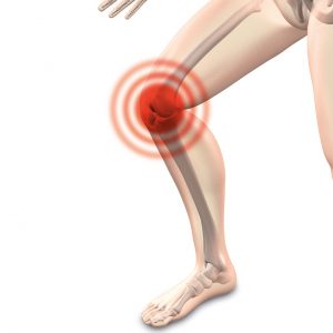 picture of a leg with a red circle around the knee