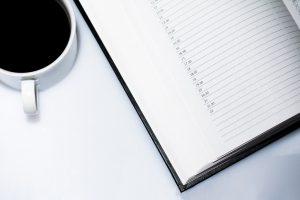 empty agenda page in a book
