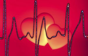 heartbeat with 2 hearts in the background