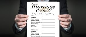 marriage contract written on a piece of paper.