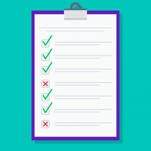 a checklist with 2 red X's