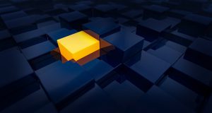 a yellow square lit up in a sea of squares