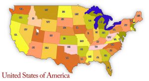 colorful map of the U.S. 