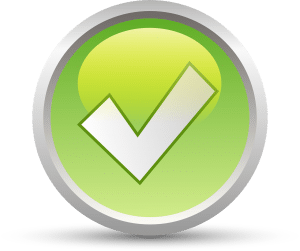 white check mark in a light green circle